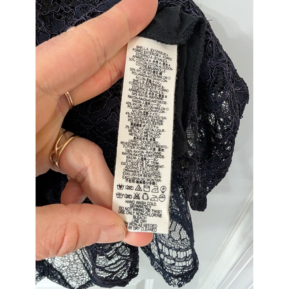 Free People Don't You Dare Lace Babydoll Mini Dress Navy Blue Small witchy goth - Picture 7 of 10